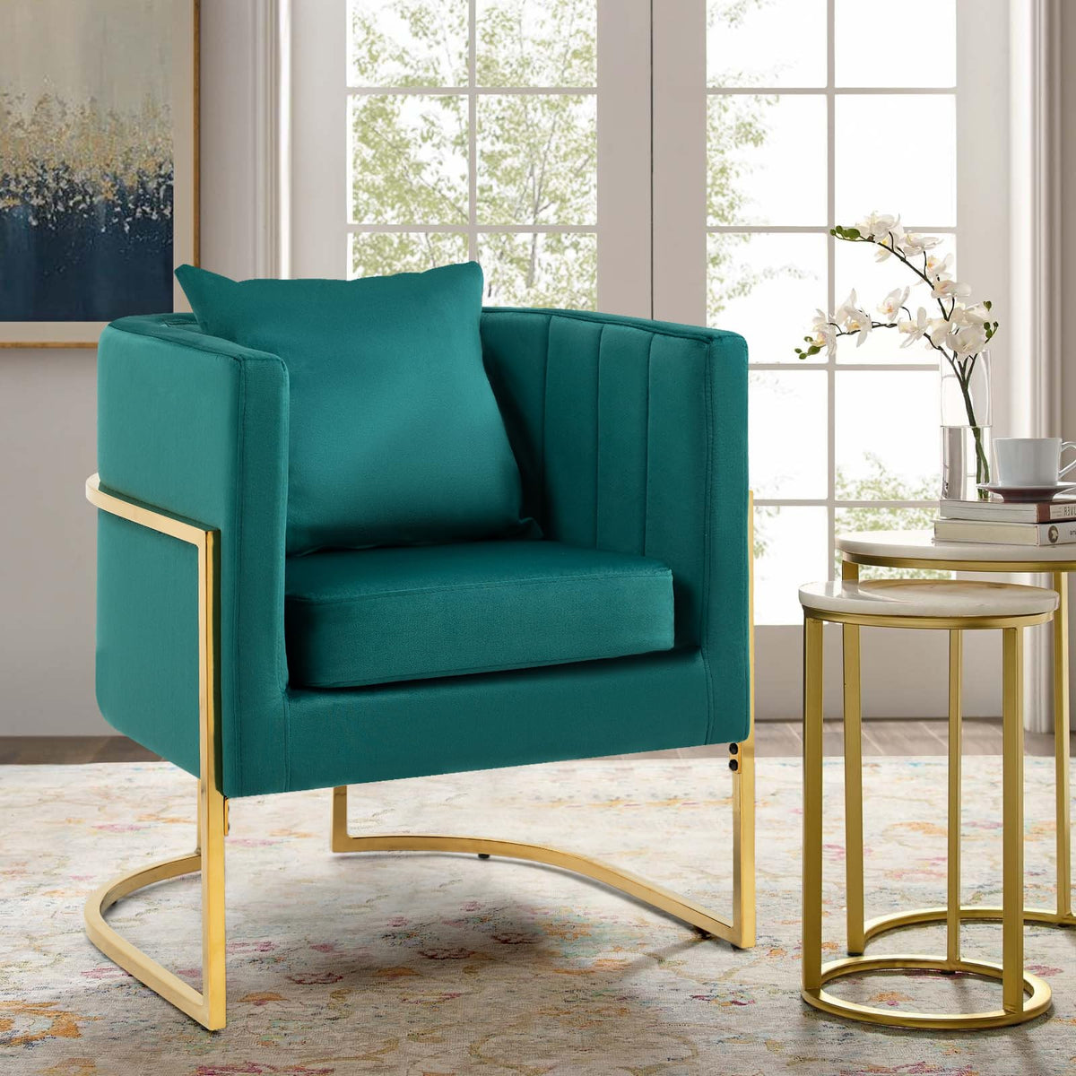 Velvet Accent Chairs Set of 2 Green P8902