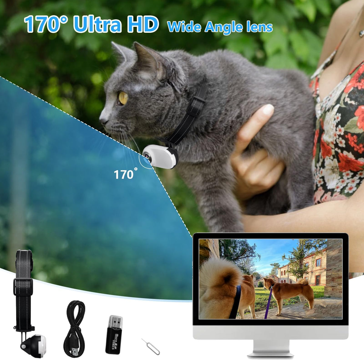 1080P Wireless Mini Pet Camera Collar I324419