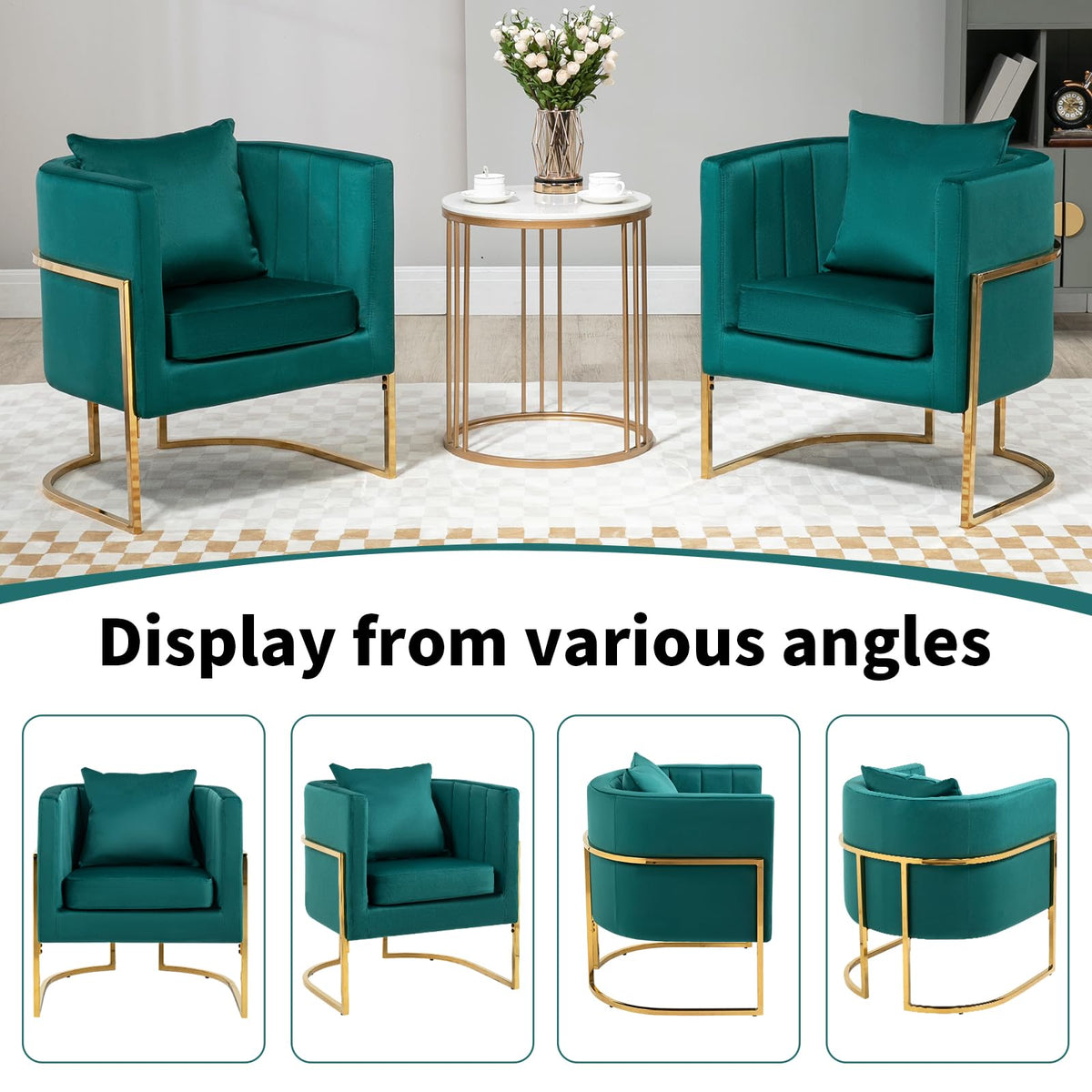 Velvet Accent Chairs Set of 2 Green P8902