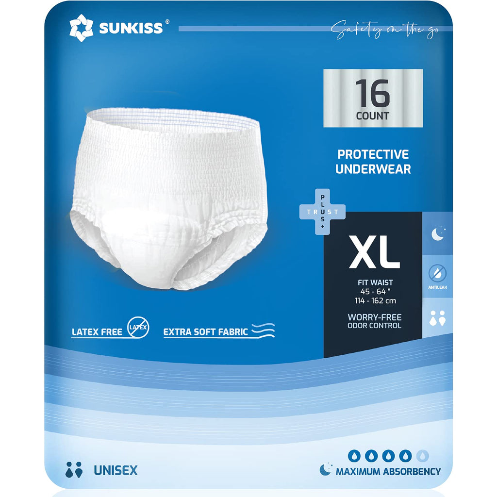 Incontinence Disposable Underwear XLarge 16 Count & Wet Wipes 200 Count K98651