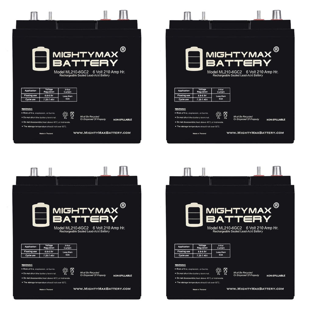 6V 210AH Dual Terminal SLA Replacement Battery 4 Pack G808032