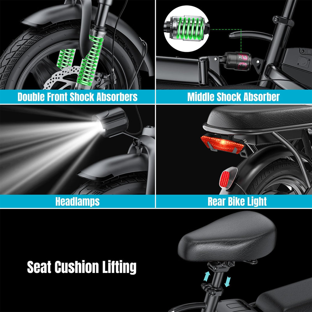 560W 24MPH 32 Miles Range 48V 10Ah 14" Foldable Electric Bike Q572596
