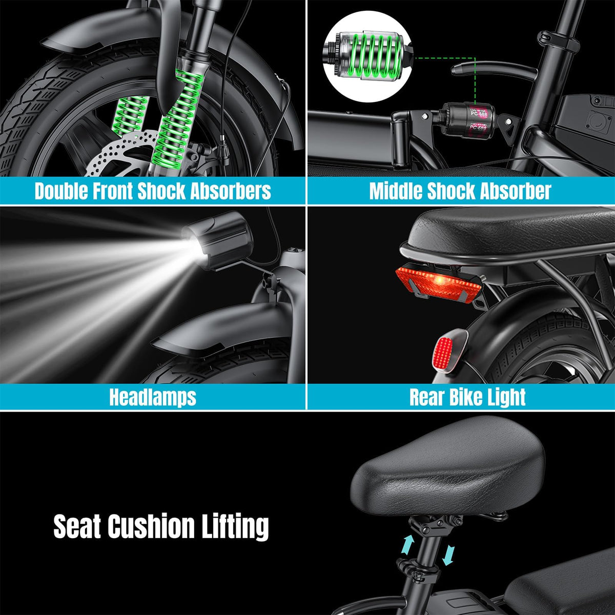 560W 24MPH 32 Miles Range 48V 10Ah 14" Foldable Electric Bike Q572596