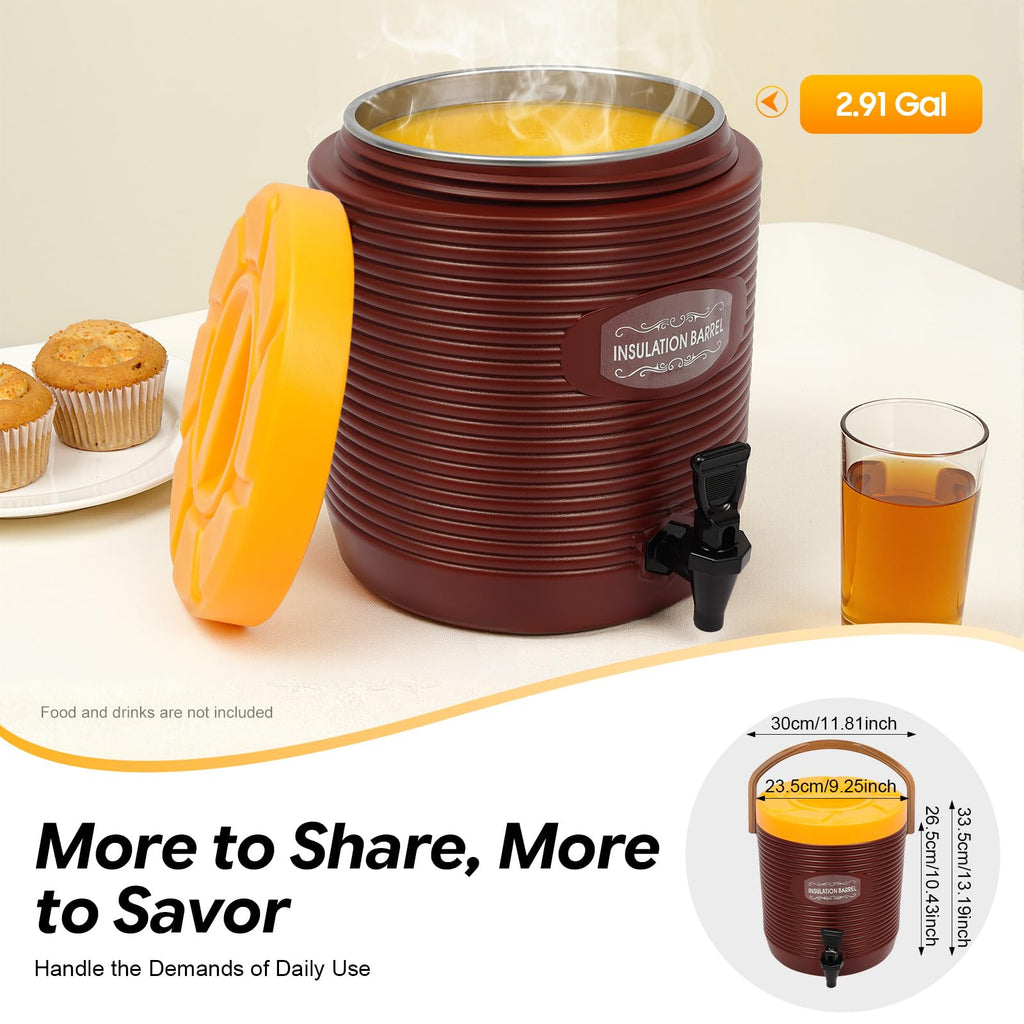 Insulated Beverage Dispenser 3.43gal Stainless Steel Portable Water Jug Y2989