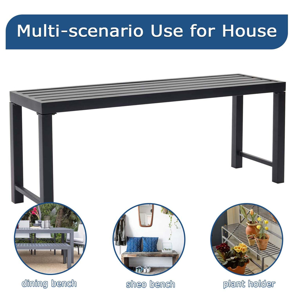 46" Black Metal Backless Outdoor Bench O1101