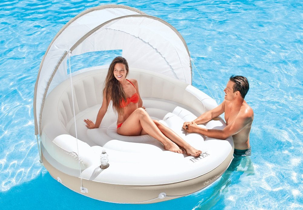 Inflatable Pool Float Lounge with Sunshade G71859