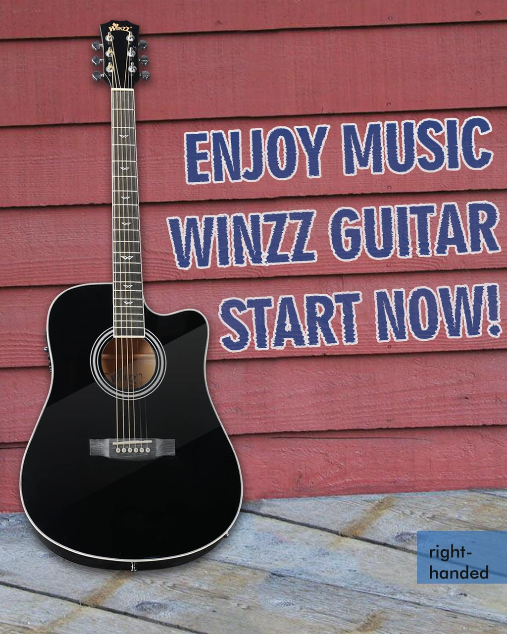 Glossy Black 4/4 Full Size 6 Steel-String Acoustic-Electric Guitar F426