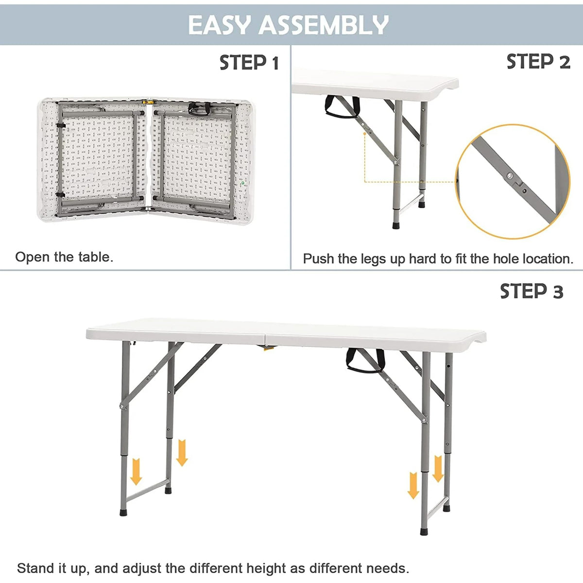 4 Foot Portable Heavy Duty Plastic Folding Table T232