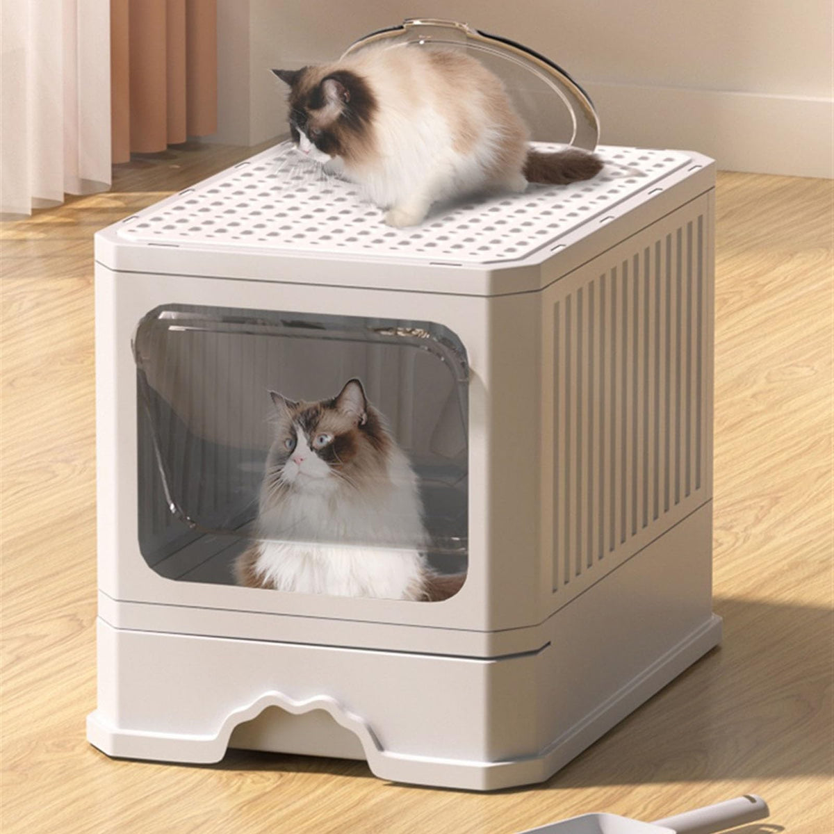 Foldable Cat Litter Box with Lid and Scoop I950