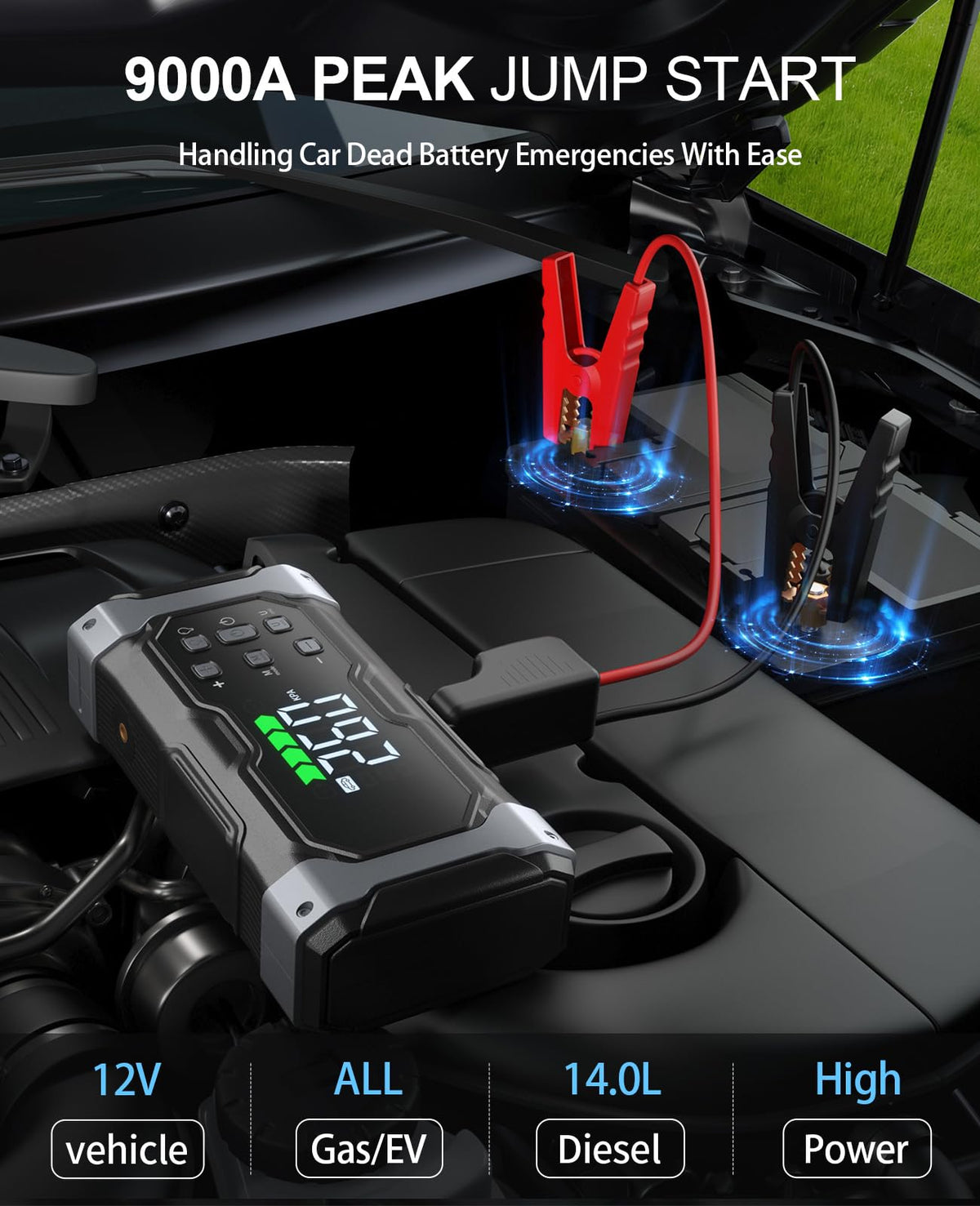 12V Portable Car Jump Starter with 150PSI Air Compressor O674141