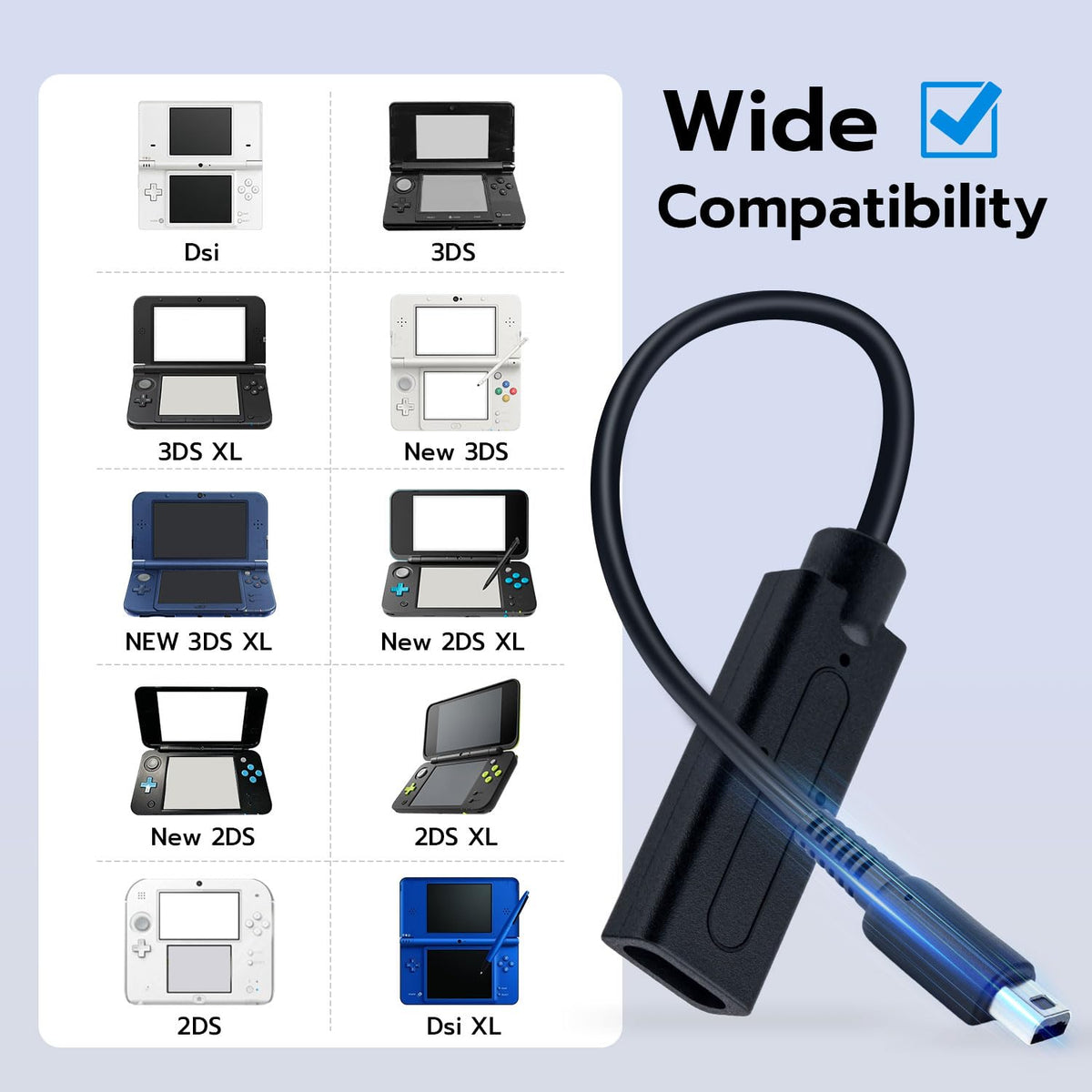 USB-C to 3DS Charger Cord Black H4936