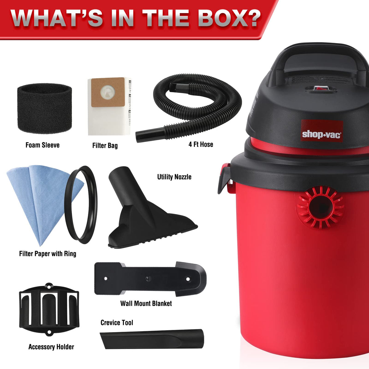 4 Gallon 4.0 Peak HP Wet/Dry Vacuum I876968