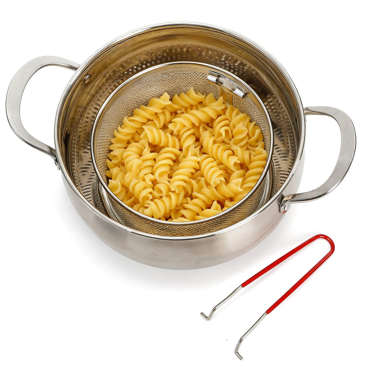 Set of 2 Stainless Steel Pasta Strainers with Removable Handle E7267