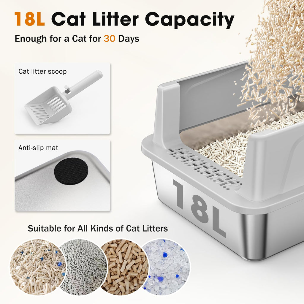 Stainless Steel Litter Box with Lid V547693