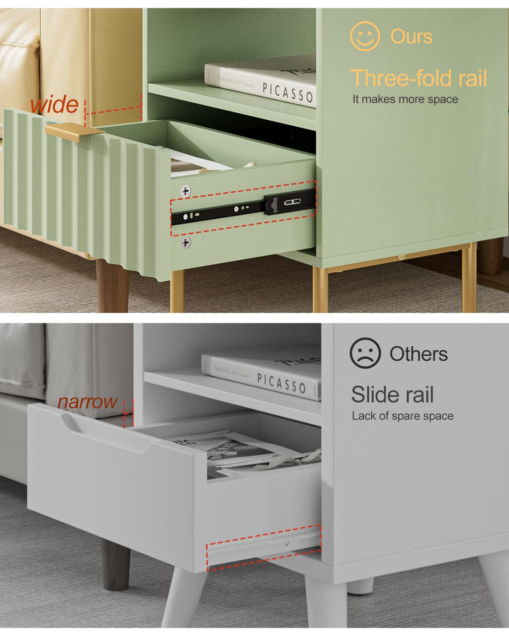 Green Night Stand with Drawer and Shelf M153056