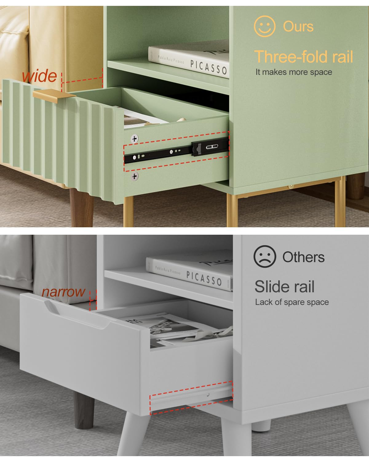Green Night Stand with Drawer and Shelf M153056