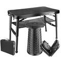 Black 4 Foot Folding Table and Stool V4269