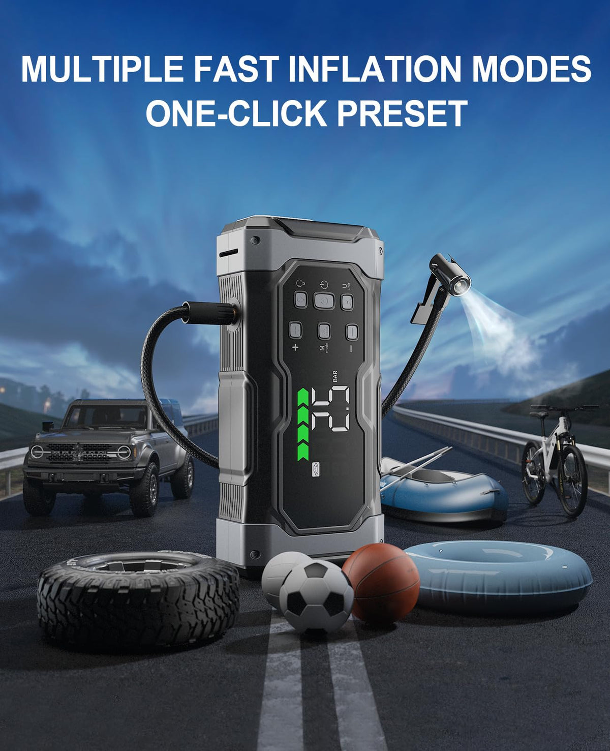 12V Portable Car Jump Starter with 150PSI Air Compressor O674141