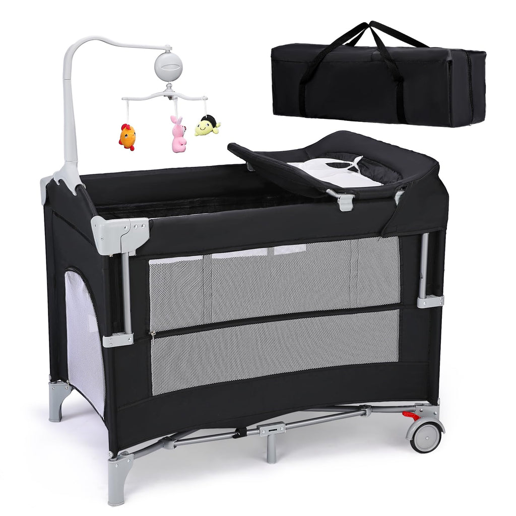 5-in-1 Pack and Play with Bassinet, Changing Table and Portable Crib F75636