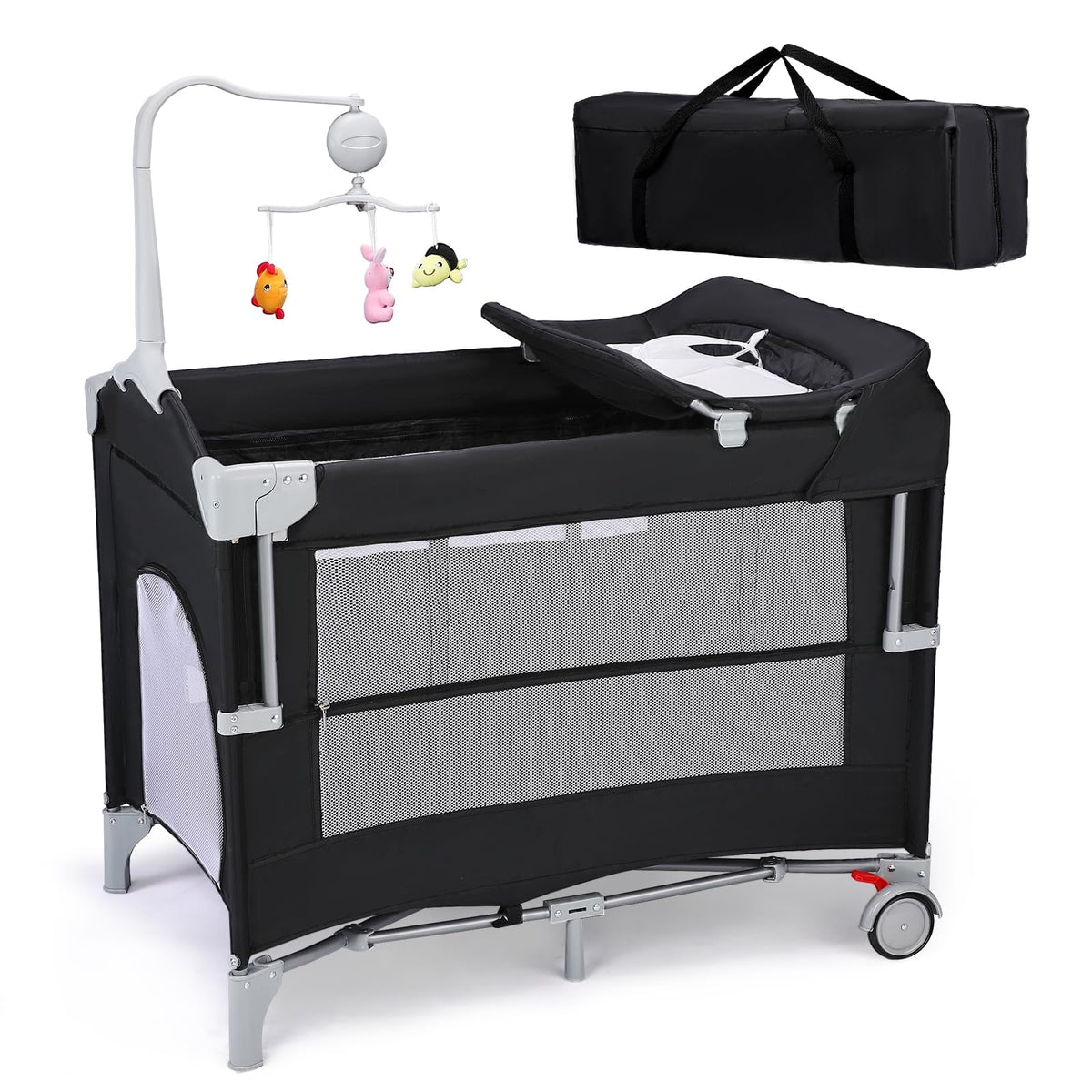 5-in-1 Pack and Play with Bassinet, Changing Table and Portable Crib F75636