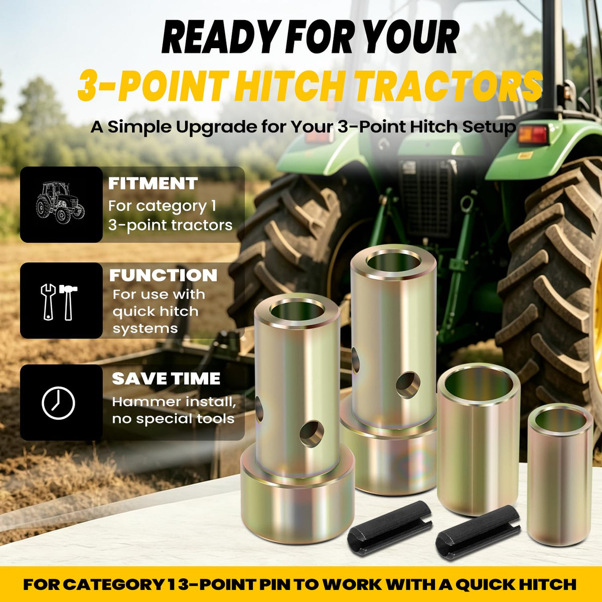 Quick Hitch Bushing Kit for Category 1 3-Point Hitch Tractors F397652