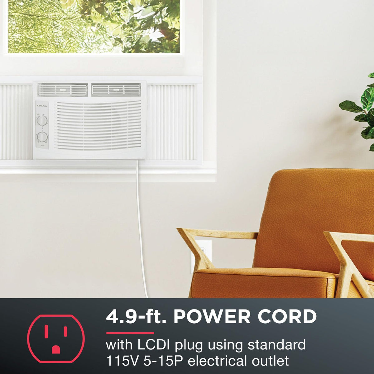 5,000 BTU Window Air Conditioner with Mechanical Controls, Dehumidifier, Washable Filter, 2 Fan Speeds, White I14952