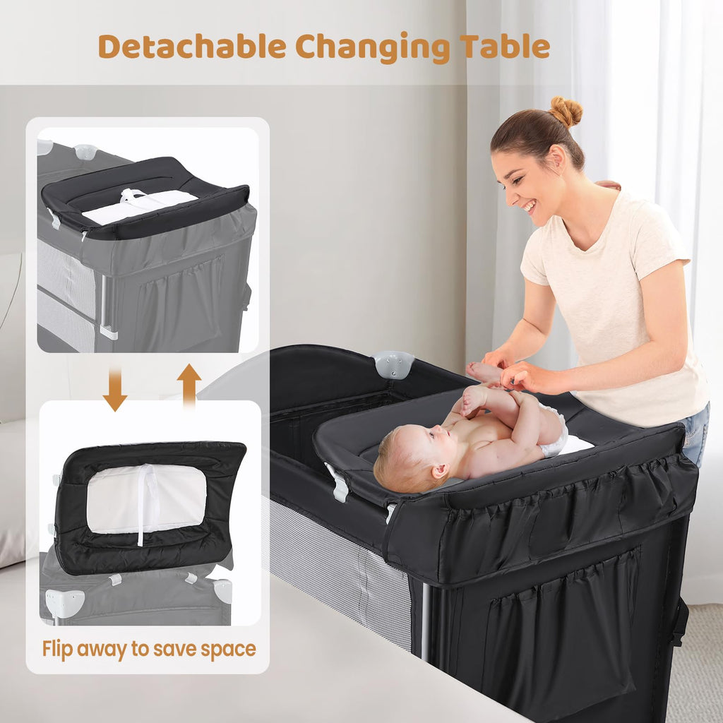 5-in-1 Pack and Play with Bassinet, Changing Table and Portable Crib F75636