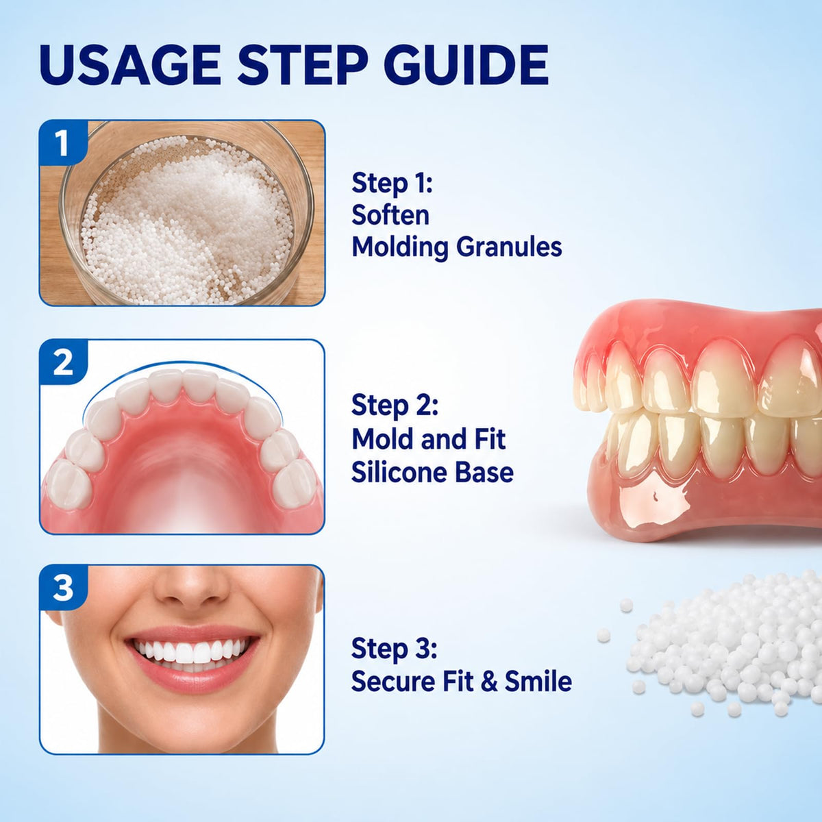 Silicone Dentures Set for Upper and Lower T561