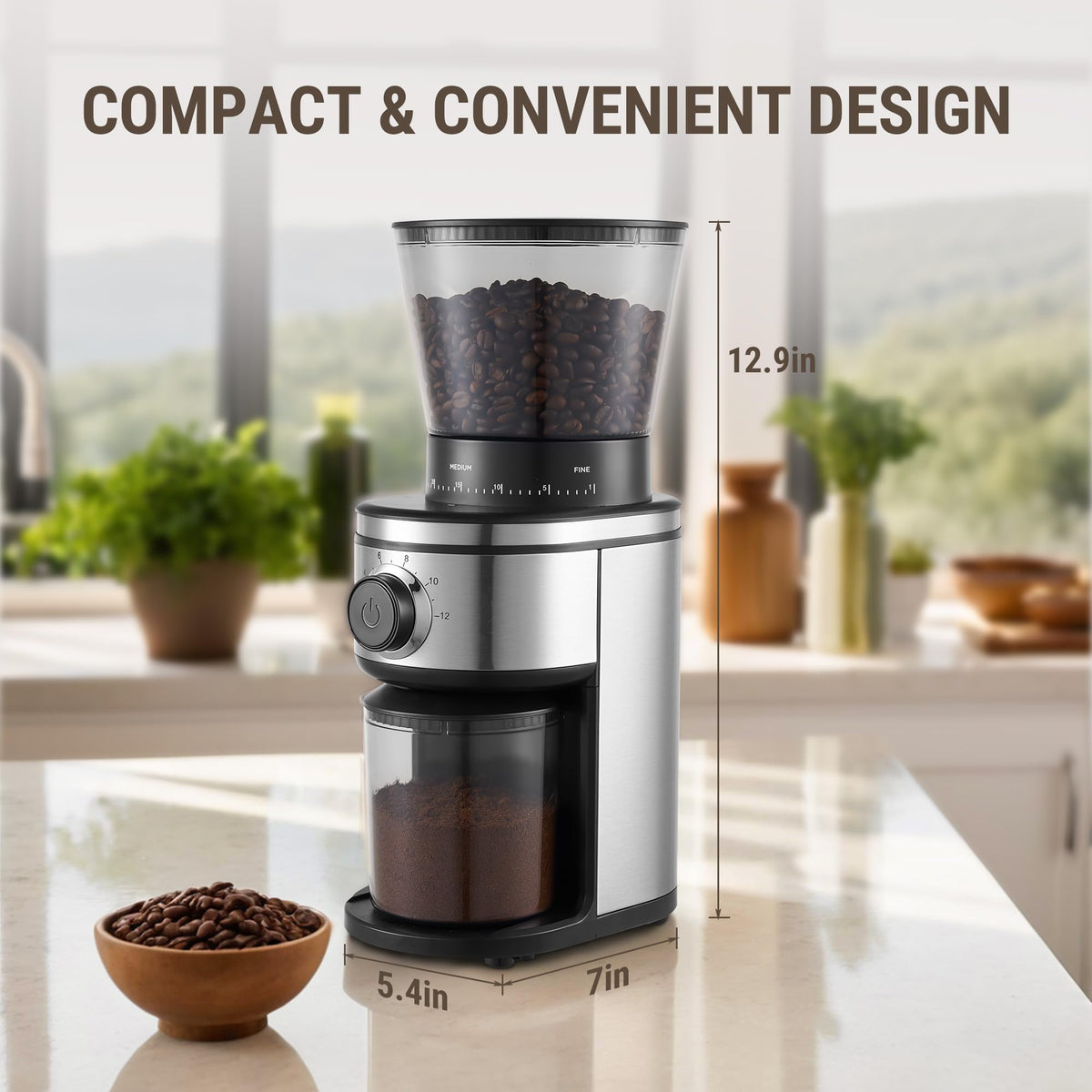 Electric Conical Burr Coffee Grinder with 30 Grind Settings Q7091