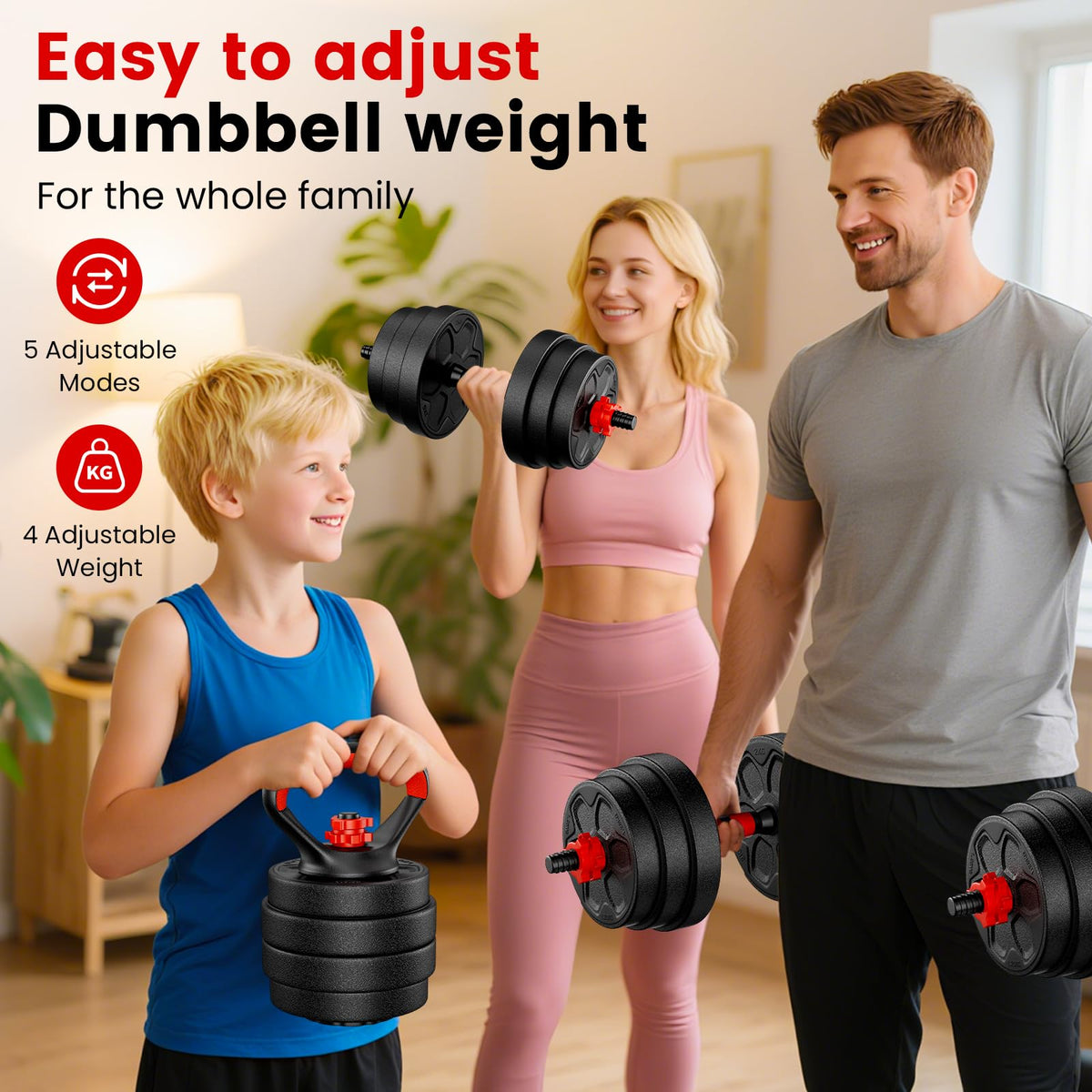 Adjustable 5-in-1 Dumbbell Set with Connector C788