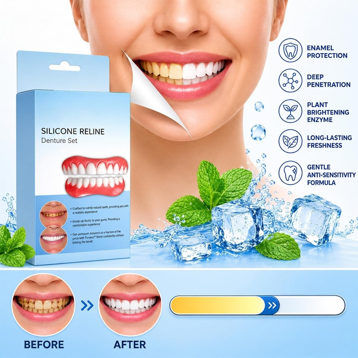 Silicone Dentures Set for Upper and Lower T561