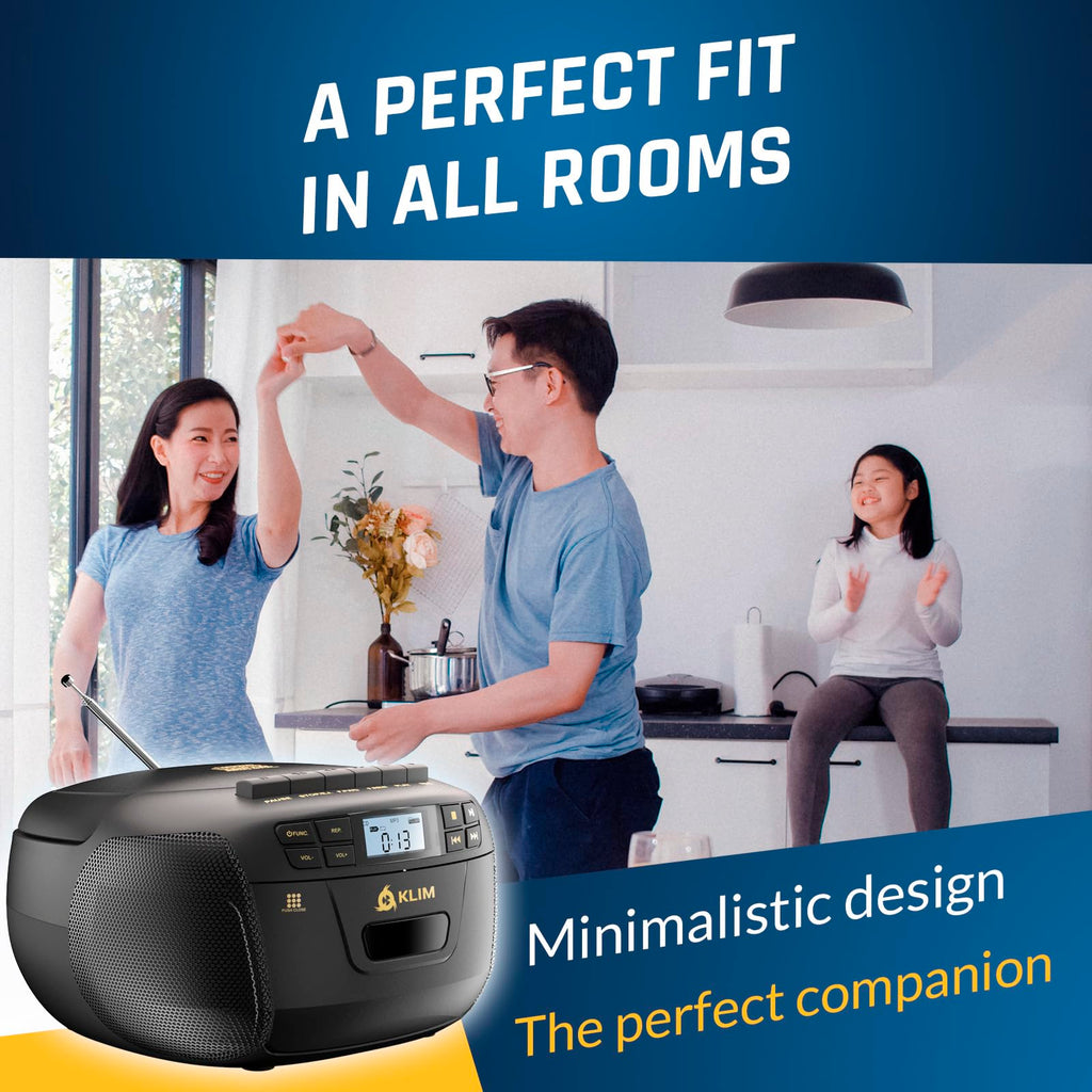 Black CD Cassette Player Boombox with Bluetooth and AM FM Radio I951556