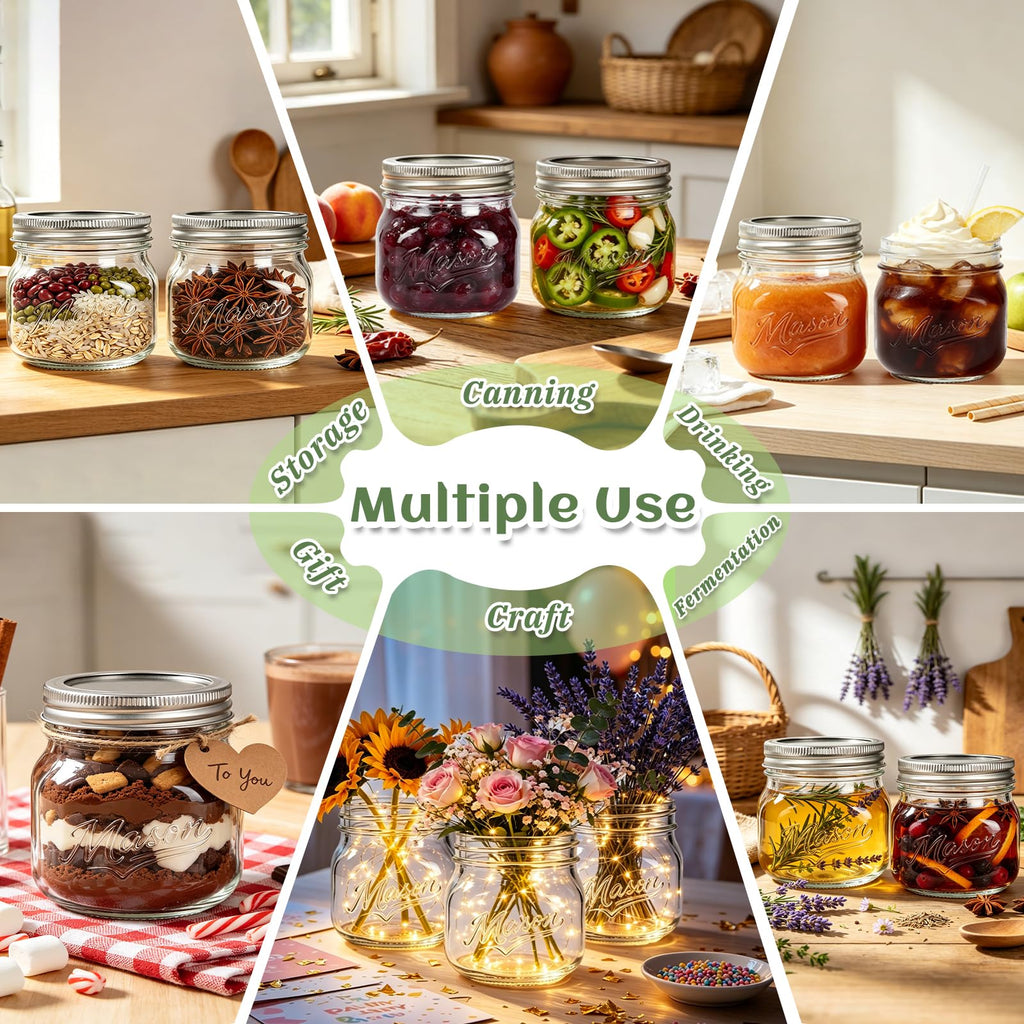 16 oz 12 Pack Wide Mouth Mason Jars with Lids N75151
