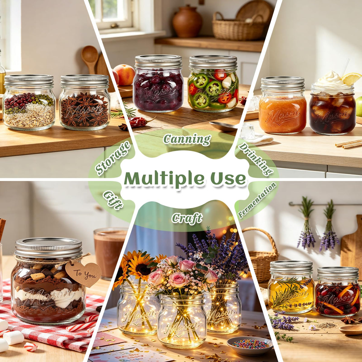 16 oz 12 Pack Wide Mouth Mason Jars with Lids N75151