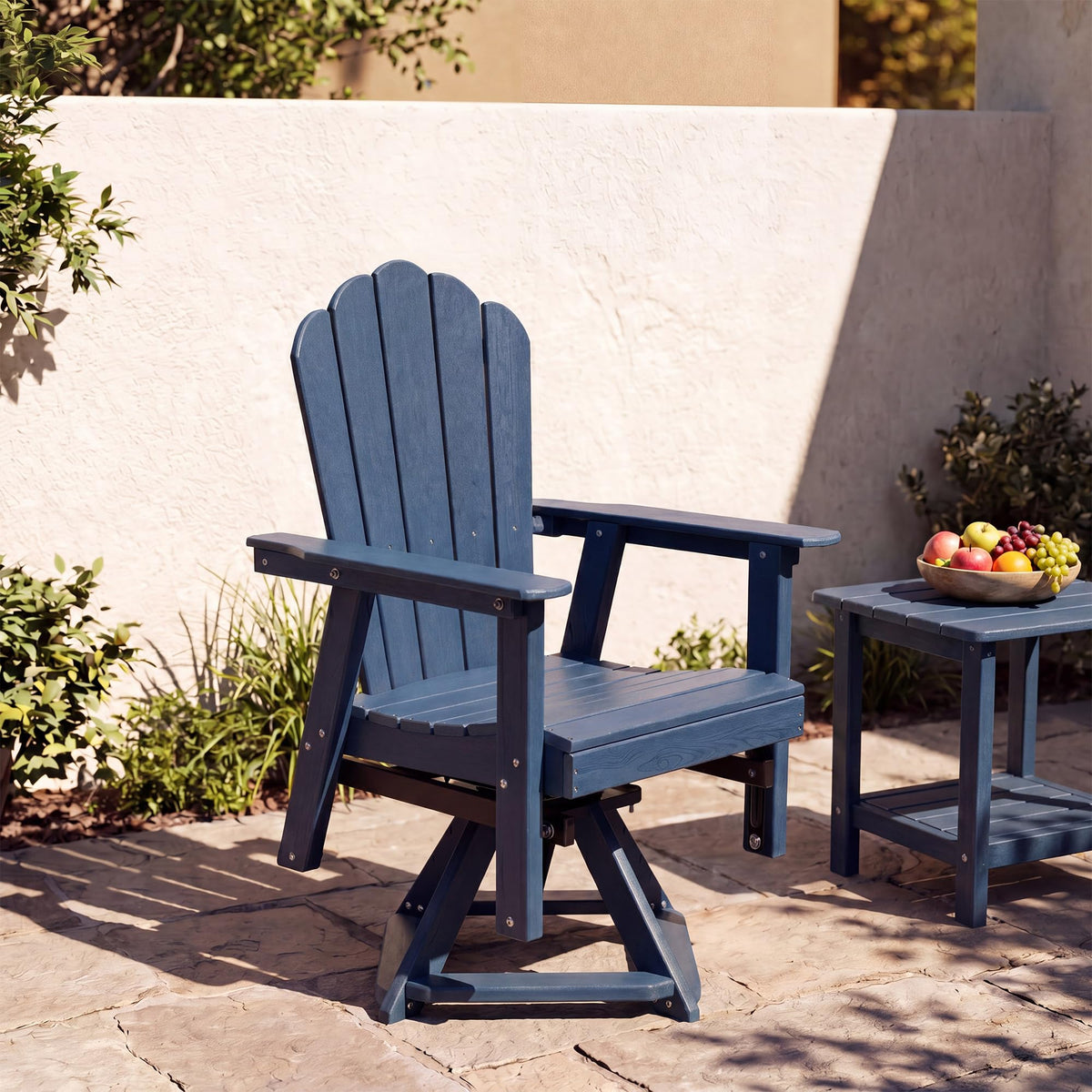 Blue 360° Swivel HDPE Adirondack Glider Chair A299
