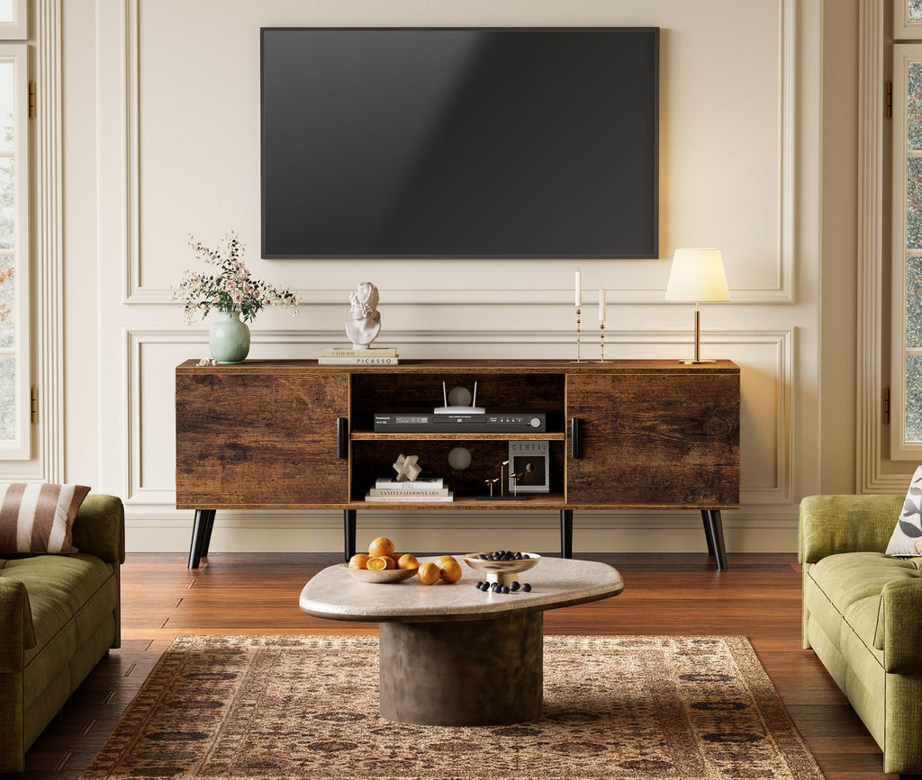 55 Inch TV Stand with Adjustable Shelf and 2 Cabinets W6929