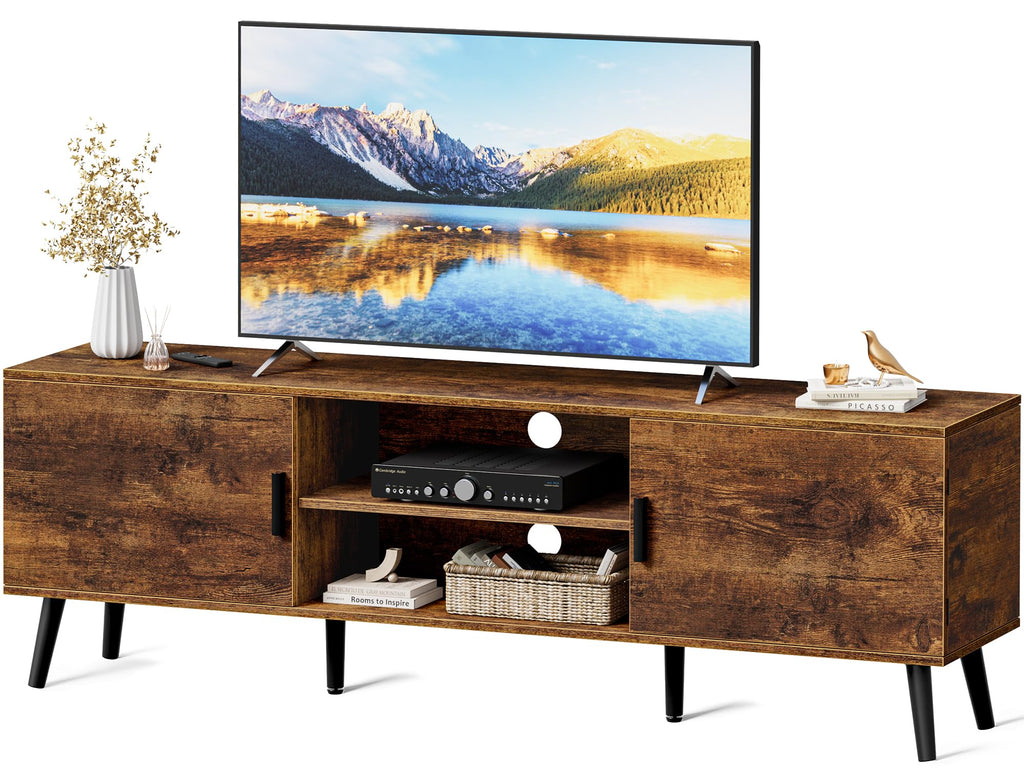 55 Inch TV Stand with Adjustable Shelf and 2 Cabinets W6929