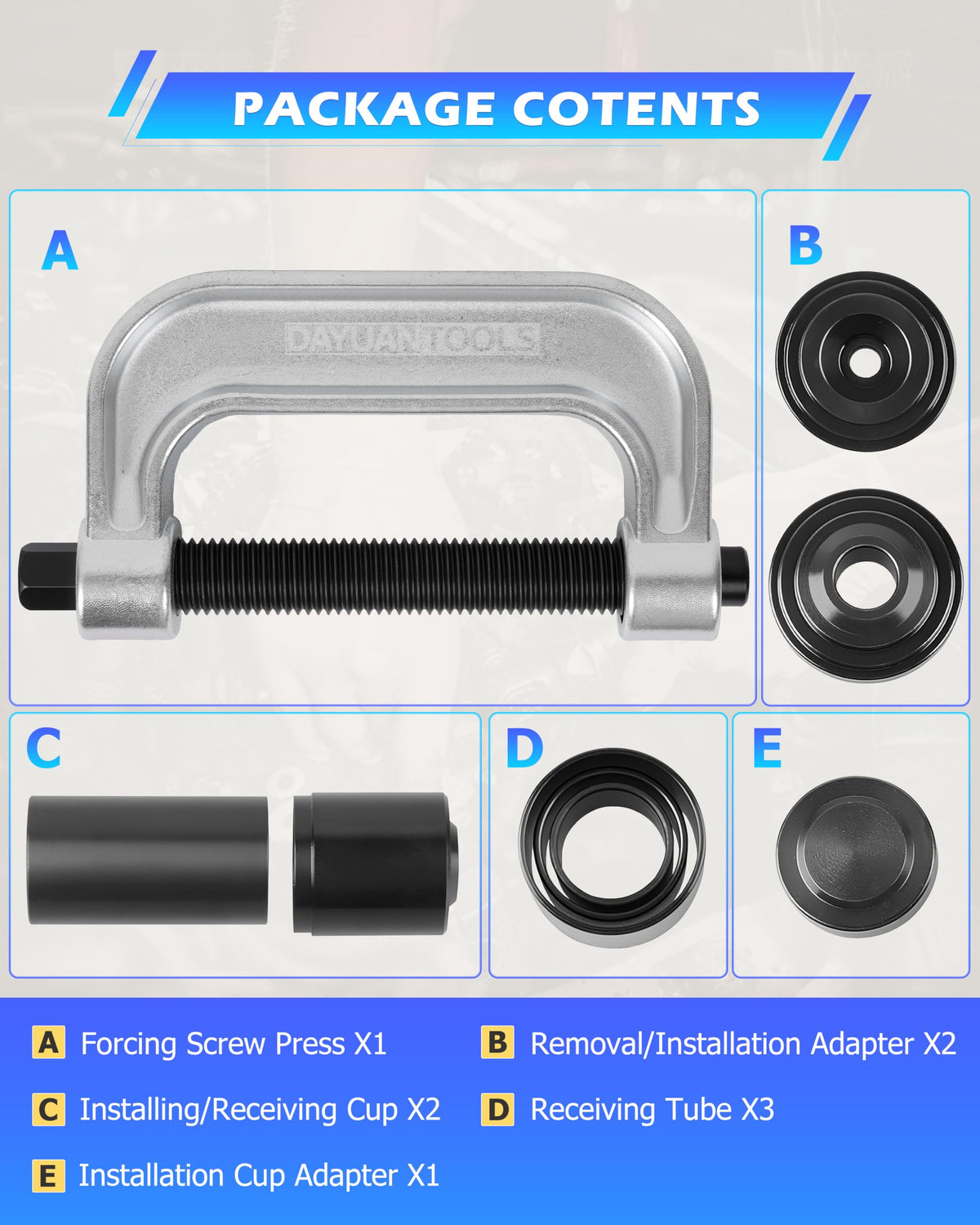 9 Pcs Axle Nut Hub Impact Socket Set with Ball Joint Press & U Joint Removal Tool W813
