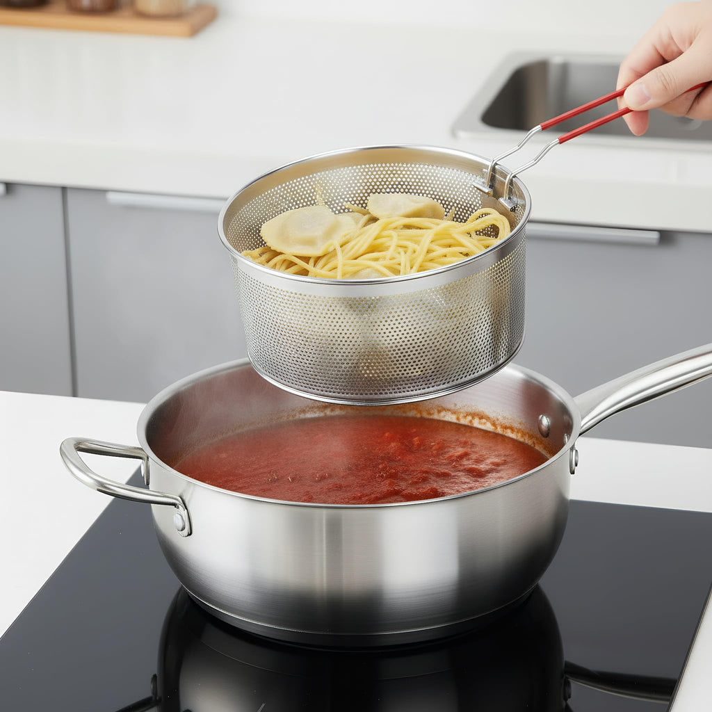 Set of 2 Stainless Steel Pasta Strainers with Removable Handle E7267