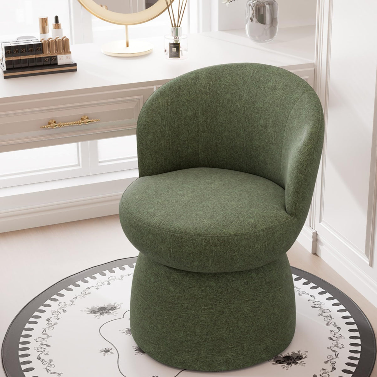 Green Boucle Fabric Swivel Accent Chair Set of 2 W161448