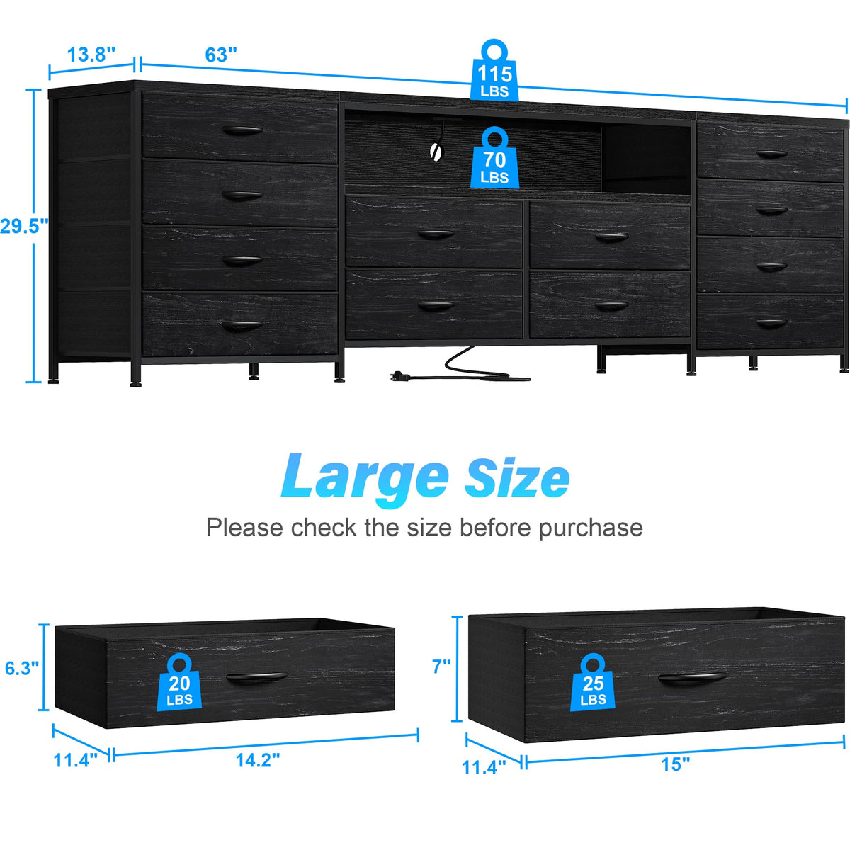 12 Drawers Dresser TV Stand A9573