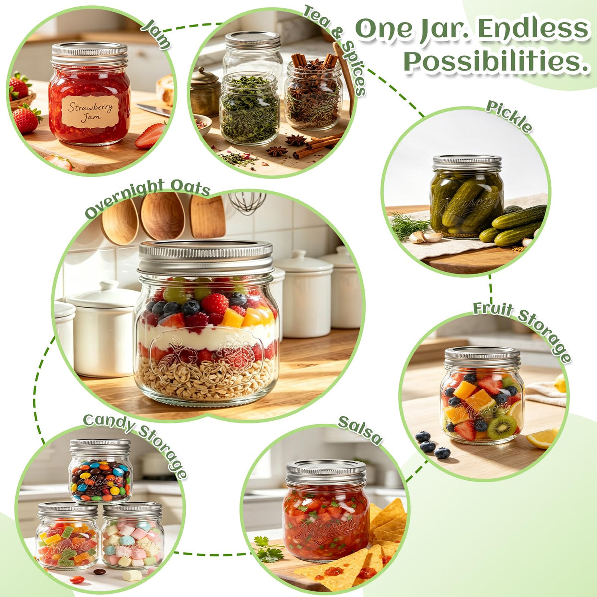 16 oz 12 Pack Wide Mouth Mason Jars with Lids N75151