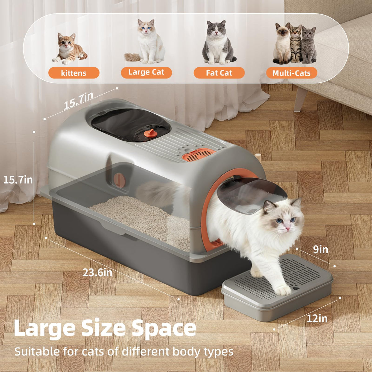 Stainless Steel Cat Litter Box with Lid X738