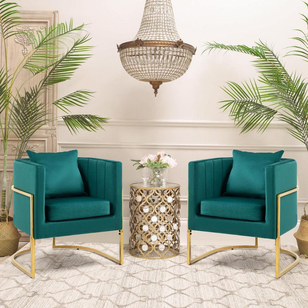 Velvet Accent Chairs Set of 2 Green P8902