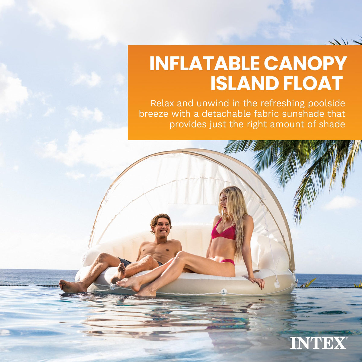 Inflatable Pool Float Lounge with Sunshade G71859