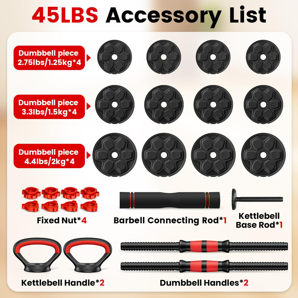 Adjustable 5-in-1 Dumbbell Set with Connector C788