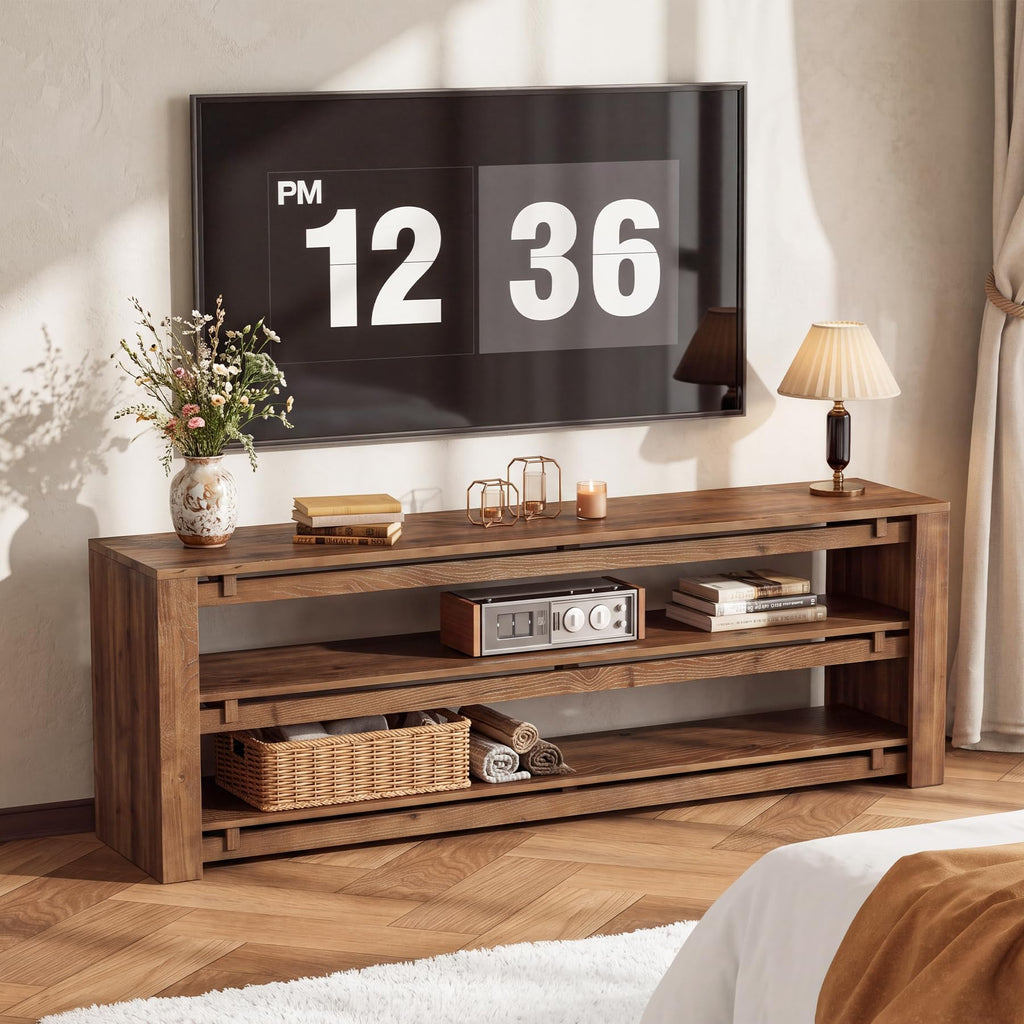 63" Solid Wood 3-Tier TV Stand Q97529