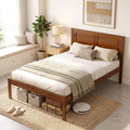 Twin Size Wooden Platform Bed with Headboard U45189