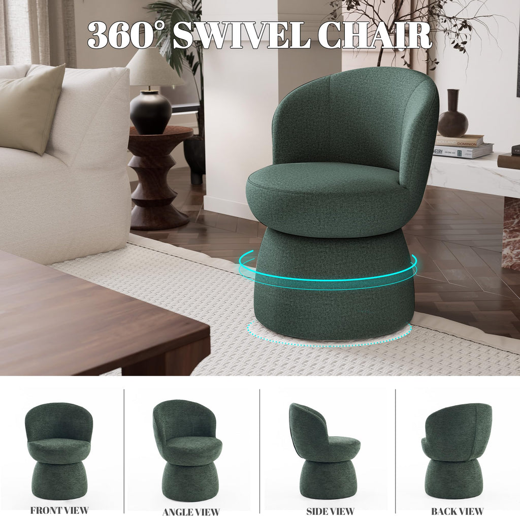 Green Boucle Fabric Swivel Accent Chair Set of 2 W161448