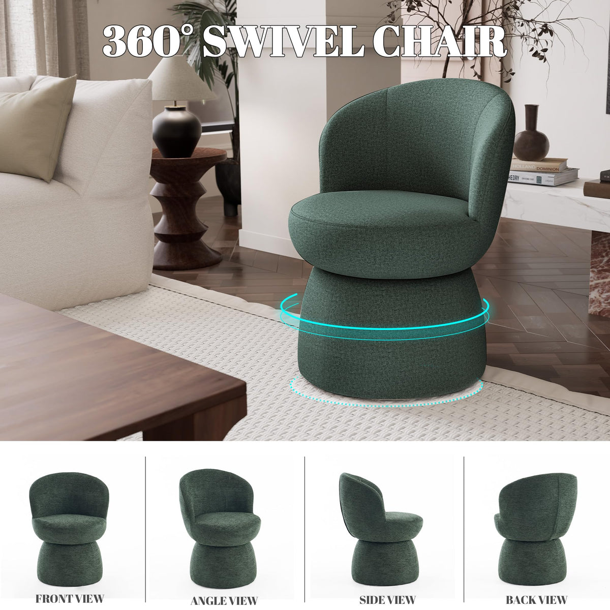 Green Boucle Fabric Swivel Accent Chair Set of 2 W161448
